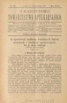 Czasopismo Towarzystwa Aptekarskiego 1990 R.XXX nr 20