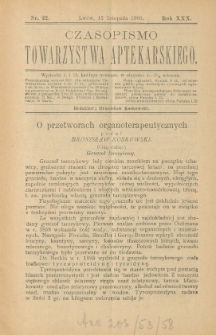 Czasopismo Towarzystwa Aptekarskiego 1990 R.XXX nr 22