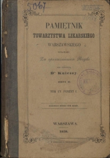 Pamiętnik Towarzystwa Lekarskiego Warszawskiego 1858 t. 15