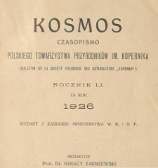 Kosmos: czasopismo Polskiego Towarzystwa Przyrodnik&oacute;w im. Kopernika. Zeszyty 1-6