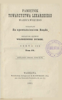 Pamiętnik Towarzystwa Lekarskiego Warszawskiego 1861 t. 46 nr 1-12