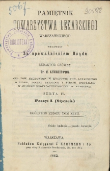Pamiętnik Towarzystwa Lekarskiego Warszawskiego 1862 t. 47 nr 1-6