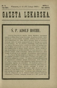 Gazeta Lekarska : pismo tygodniowe poświęcone wszystkim gałęziom umiejętności lekarskich 1903 Ser. II R. 38 T. 23 nr 9