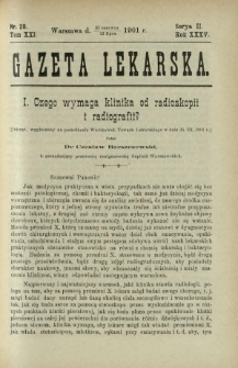 Gazeta Lekarska : pismo tygodniowe poświęcone wszystkim gałęziom umiejętności lekarskich 1901 Ser. II R. 36 T. 21 nr 28