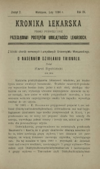 Kronika Lekarska : pismo poświęcone przeglądowi postęp&oacute;w umiejętności lekarskich 1894 R. 15 z. 2