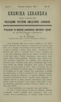 Kronika Lekarska : pismo poświęcone przeglądowi postęp&oacute;w umiejętności lekarskich 1894 R. 15 z. 6