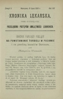 Kronika Lekarska : pismo poświęcone przeglądowi postęp&oacute;w umiejętności lekarskich 1895 R. 16 z. 8