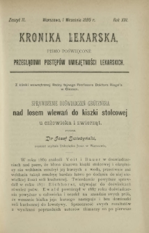 Kronika Lekarska : pismo poświęcone przeglądowi postęp&oacute;w umiejętności lekarskich 1895 R. 16 z. 11