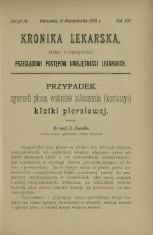 Kronika Lekarska : pismo poświęcone przeglądowi postęp&oacute;w umiejętności lekarskich 1895 R. 16 z. 14