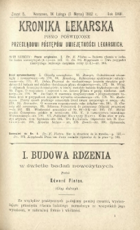 Kronika Lekarska : pismo poświęcone przeglądowi postęp&oacute;w umiejętności lekarskich 1902 R. 23 nr 5