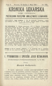 Kronika Lekarska : pismo poświęcone przeglądowi postęp&oacute;w umiejętności lekarskich 1902 R. 23 nr 9