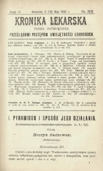 Kronika Lekarska : pismo poświęcone przeglądowi postęp&oacute;w umiejętności lekarskich 1902 R. 23 nr 10