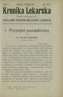 Kronika Lekarska : pismo poświęcone przeglądowi postęp&oacute;w umiejętności lekarskich 1906 R. 27 z. 2