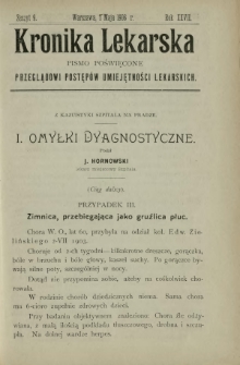 Kronika Lekarska : pismo poświęcone przeglądowi postęp&oacute;w umiejętności lekarskich 1906 R. 27 z. 9