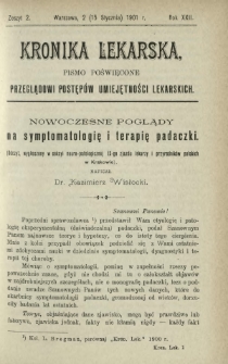 Kronika Lekarska : pismo poświęcone przeglądowi postęp&oacute;w umiejętności lekarskich 1901 R. 22 z. 2