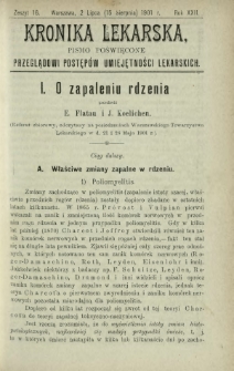 Kronika Lekarska : pismo poświęcone przeglądowi postęp&oacute;w umiejętności lekarskich 1901 R. 22 z. 16