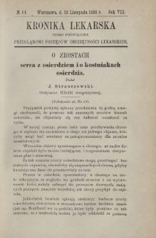 Kronika Lekarska : pismo poświęcone przeglądowi postęp&oacute;w umiejętności lekarskich 1886 R. 7 nr 11