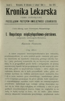 Kronika Lekarska : pismo poświęcone przeglądowi postęp&oacute;w umiejętności lekarskich 1904 R. 25 z. 3