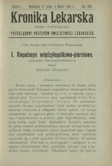 Kronika Lekarska : pismo poświęcone przeglądowi postęp&oacute;w umiejętności lekarskich 1904 R. 25 z. 5