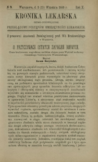 Kronika Lekarska : pismo poświęcone przeglądowi postęp&oacute;w umiejętności lekarskich 1889 R. 10 nr 9