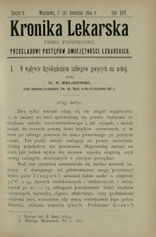 Kronika Lekarska : pismo poświęcone przeglądowi postęp&oacute;w umiejętności lekarskich 1904 R. 25 z. 8