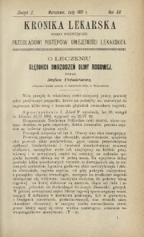 Kronika Lekarska : pismo poświęcone przeglądowi postęp&oacute;w umiejętności lekarskich 1893 R. 14 nr 2