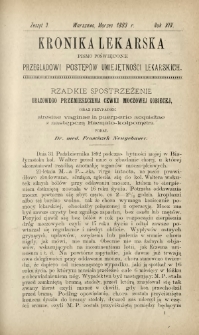 Kronika Lekarska : pismo poświęcone przeglądowi postęp&oacute;w umiejętności lekarskich 1893 R. 14 nr 3