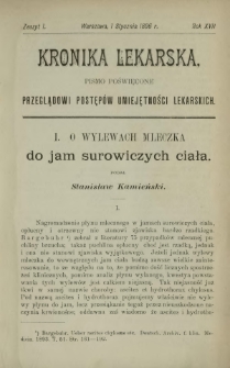 Kronika Lekarska : pismo poświęcone przeglądowi postęp&oacute;w umiejętności lekarskich 1896 R. 17 z. 1