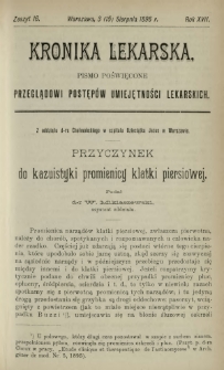 Kronika Lekarska : pismo poświęcone przeglądowi postęp&oacute;w umiejętności lekarskich 1896 R. 17 z. 16