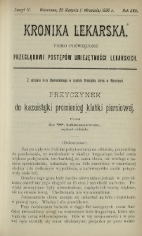 Kronika Lekarska : pismo poświęcone przeglądowi postęp&oacute;w umiejętności lekarskich 1896 R. 17 z. 17
