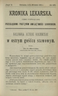 Kronika Lekarska : pismo poświęcone przeglądowi postęp&oacute;w umiejętności lekarskich 1896 R. 17 z. 18