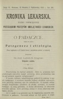 Kronika Lekarska : pismo poświęcone przeglądowi postęp&oacute;w umiejętności lekarskich 1900 R. 21 z. 19