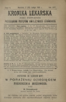Kronika Lekarska : pismo poświęcone przeglądowi postęp&oacute;w umiejętności lekarskich 1903 R. 24 z. 4