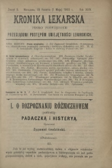 Kronika Lekarska : pismo poświęcone przeglądowi postęp&oacute;w umiejętności lekarskich 1903 R. 24 z. 9
