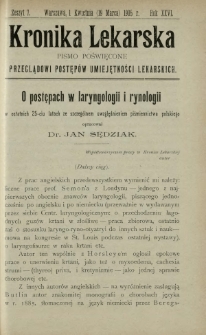 Kronika Lekarska : pismo poświęcone przeglądowi postęp&oacute;w umiejętności lekarskich 1905 R. 26 z. 7