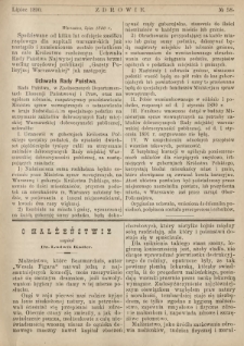 Zdrowie : miesięcznik poświęcony hygienie publicznej i prywatnej 1890 T. 6 nr 58