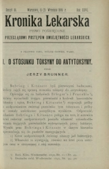 Kronika Lekarska : pismo poświęcone przeglądowi postęp&oacute;w umiejętności lekarskich 1905 R. 26 z. 18