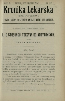 Kronika Lekarska : pismo poświęcone przeglądowi postęp&oacute;w umiejętności lekarskich 1905 R. 26 z. 20