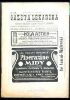 Gazeta Lekarska : pismo tygodniowe poświęcone wszystkim gałęziom umiejętności lekarskich 1914 Ser II R. 49 T. 34 nr 28