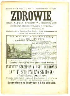 Zdrowie : miesięcznik poświęcony hygienie publicznej i prywatnej 1902 T. 18 nr 9