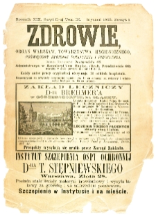 Zdrowie : miesięcznik poświęcony hygienie publicznej i prywatnej 1903 T. 19 nr 1