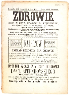 Zdrowie : miesięcznik poświęcony hygienie publicznej i prywatnej 1903 T. 19 nr 2