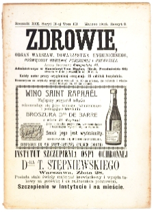 Zdrowie : miesięcznik poświęcony hygienie publicznej i prywatnej 1903 T. 19 nr 3