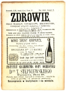 Zdrowie : miesięcznik poświęcony hygienie publicznej i prywatnej 1903 T. 19 nr 5