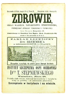 Zdrowie : miesięcznik poświęcony hygienie publicznej i prywatnej 1902 T. 18 nr 8