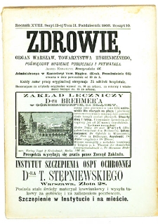Zdrowie : miesięcznik poświęcony hygienie publicznej i prywatnej 1902 T. 18 nr 10
