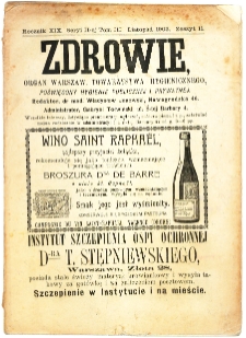 Zdrowie : miesięcznik poświęcony hygienie publicznej i prywatnej 1903 T. 19 nr 11