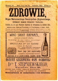 Zdrowie : miesięcznik poświęcony hygienie publicznej i prywatnej 1904 T. 20 nr 4