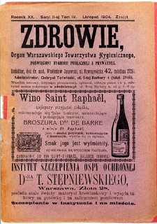 Zdrowie : miesięcznik poświęcony hygienie publicznej i prywatnej 1904 T. 20 nr 11