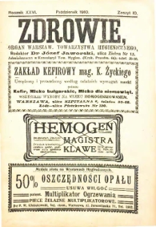 Zdrowie : miesięcznik poświęcony hygienie publicznej i prywatnej. 1910 T. 26 nr 11
